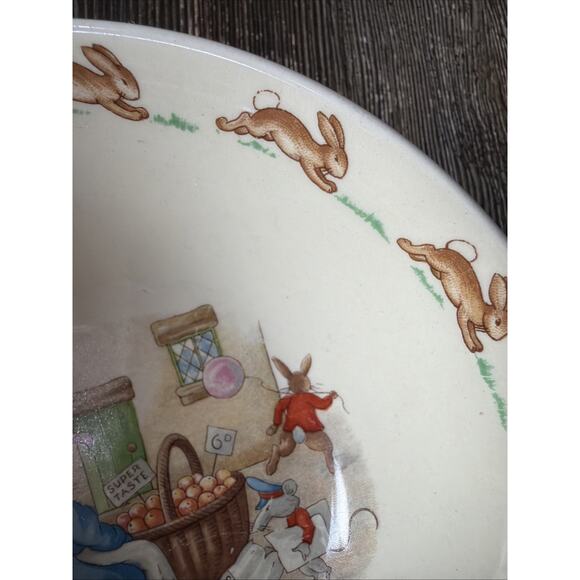 Royal Doulton BUNNYKINS Fine Bone China Child Dish Bowl Family balloons vintage - Picture 3 of 8